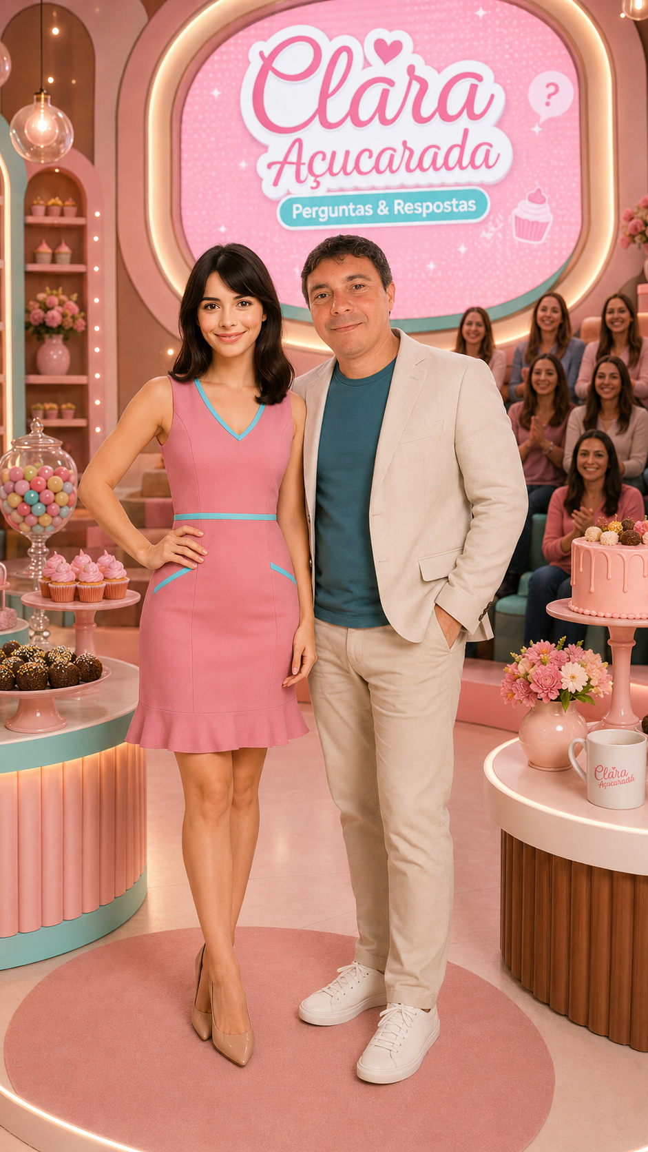 Clara Açucarada e Chef Vantuil no estúdio